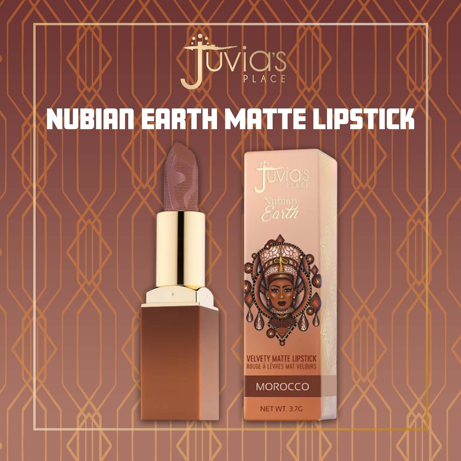 Nubian Earth Matte Lipstick in Morocco - Hydrating, Long-Lasting, and Richly Pigmented Creamy Lipstick for All Skin Types