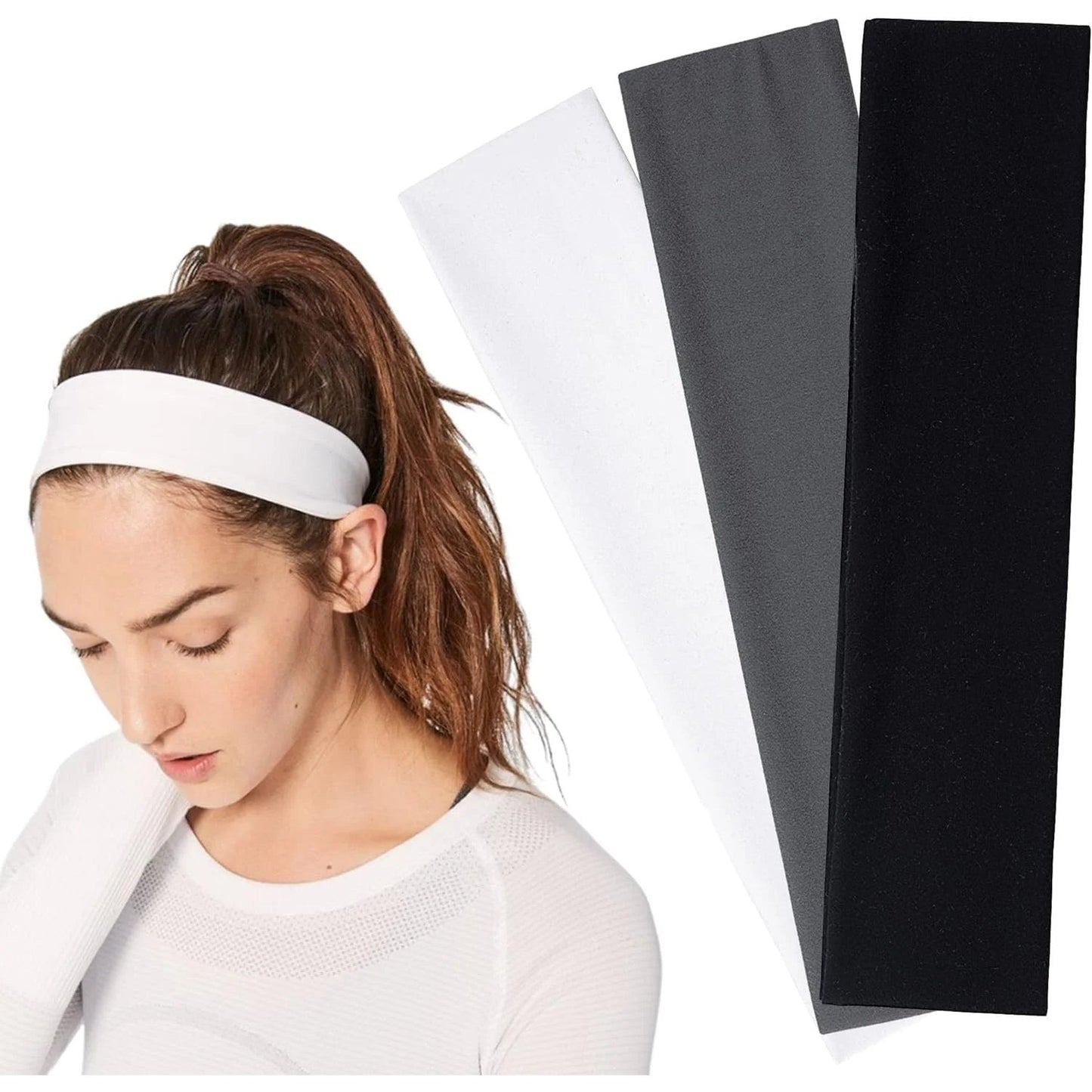3Pcs Headbands for Women, Fashion Sports Hair Bands Women Men, Soft Sweat Wicking Stretchy Headband for Women Girls Sports Yoga Running