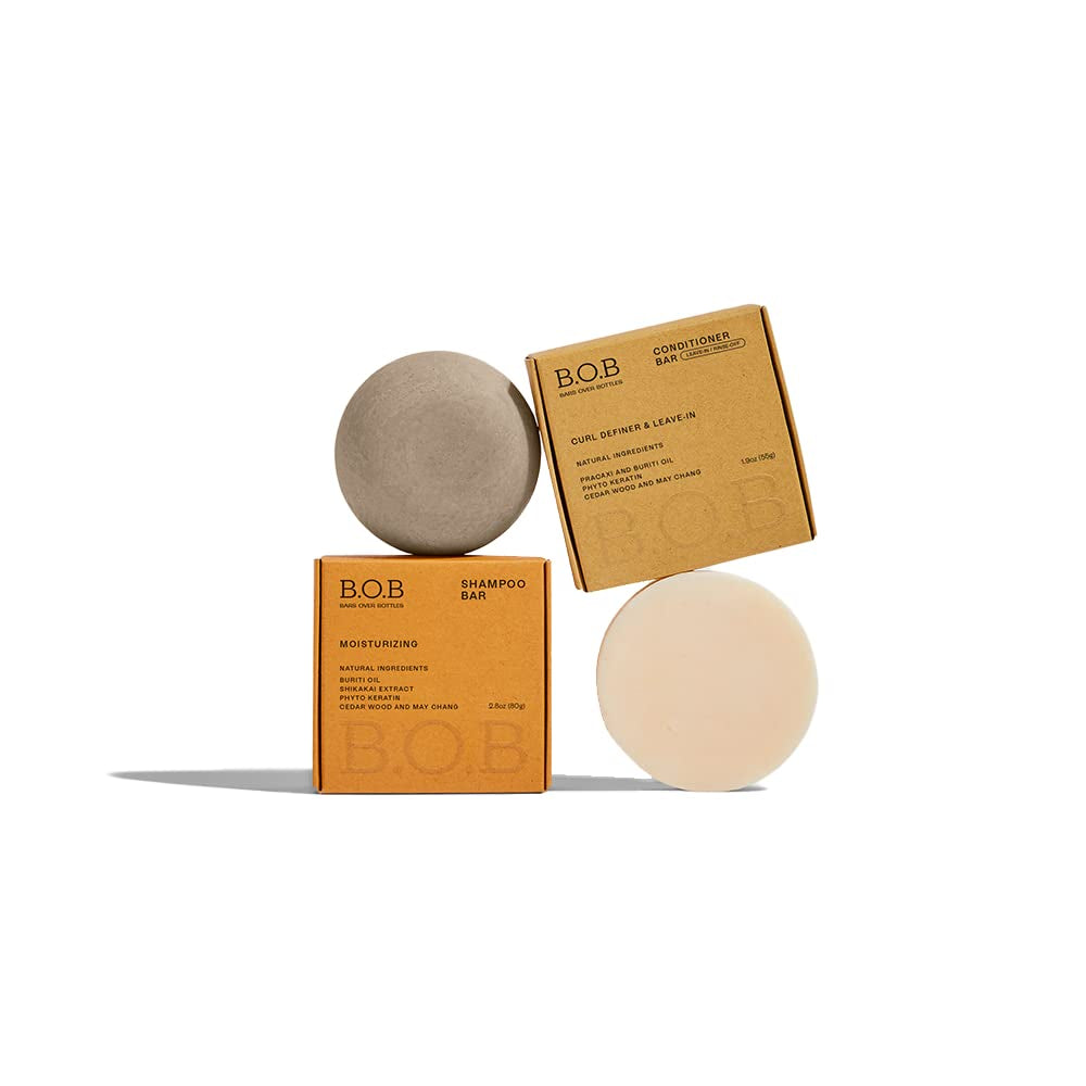 Revitalize Your Curls: Ultimate Hydrating Shampoo and Conditioner Bars with Rice Protein & Buriti Oil for Frizz-Free, Shiny Hair